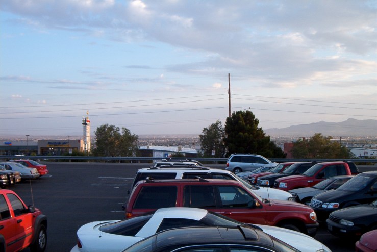 A picture I took in the parking lot of the Cielo Vista Mall in El Paso, Texas, while standing in the bed of my pickup truck. Ciudad Juarez in Mexico is visible in the distance.