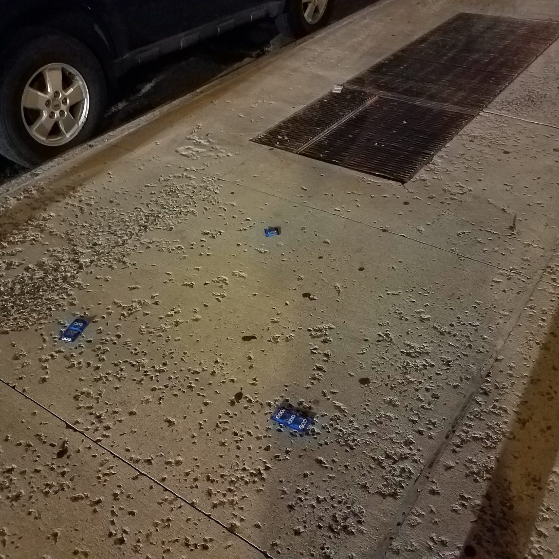 Just unopened packages of condoms all over the sidewalk everywhere.