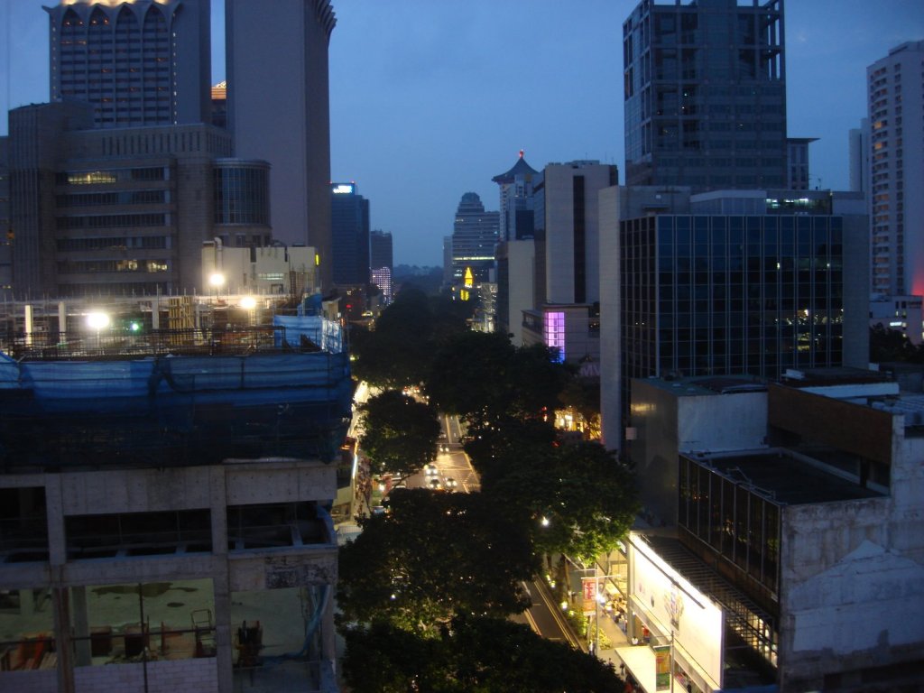 A view of Orchard Road from a deck at Orchard Central Mall