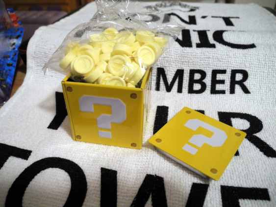 Opened Super Mario Question Block With Gold Coin Candies