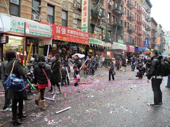 Street full of confetti, Chinese New Year's 2012