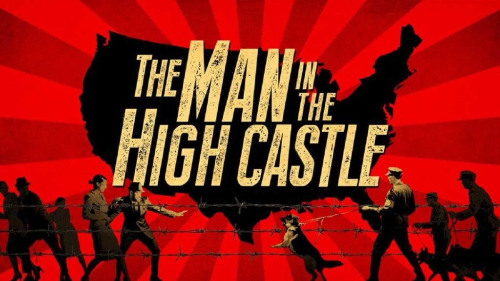 The Man in the High Castle movie title logo and background imagery.