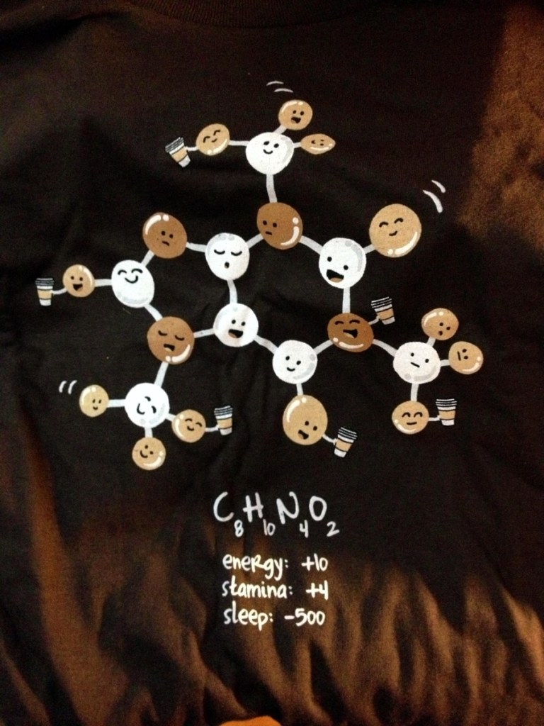 Caffeine Chemical Structure and Stat Changes t-shirt by Shirt.Woot!