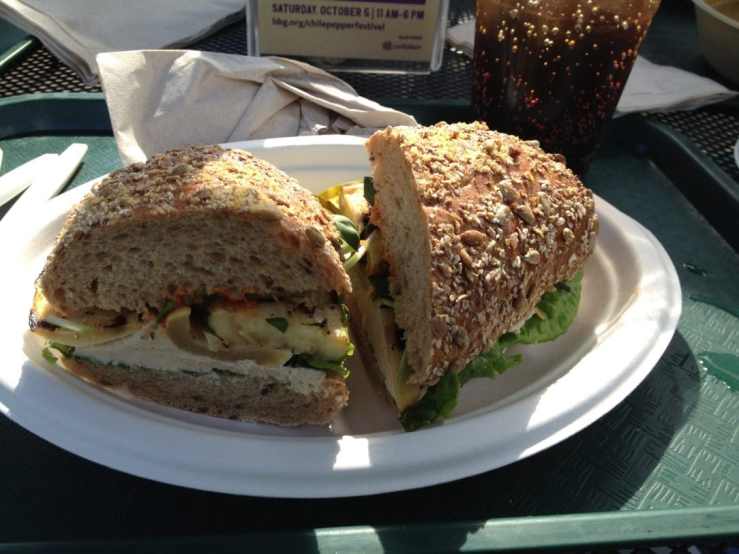 Grilled Squash and Zucchini Sandwich with Hummus