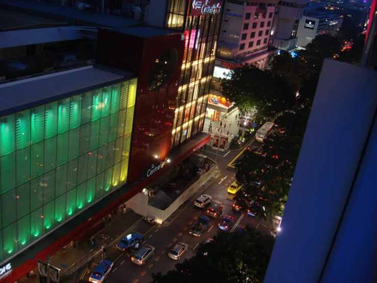 A view of Orchard Road from a deck at Orchard Central Mall