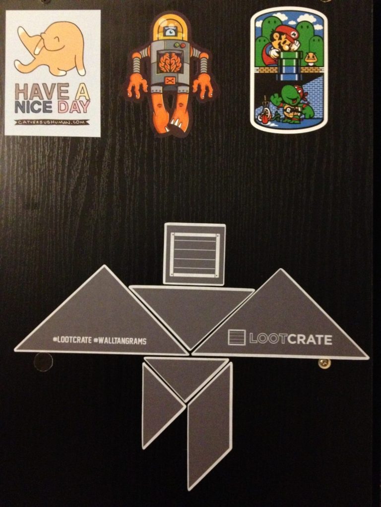 Loot Box Wall Tangrams, Mario/TMNT Mashup, Robot, and Cat Vs Human Stickers