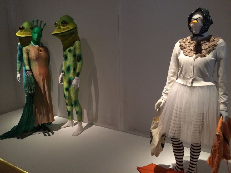 Unusual outfits at the Isaac Mizrahi exhibit at the Jewish Museum in August, 2016