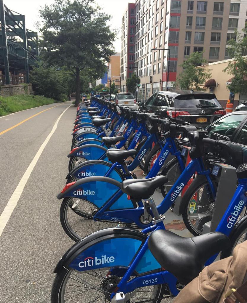 Citibike bicycle stand on the Queens side of the Ed Koch Queensboro Bridge.