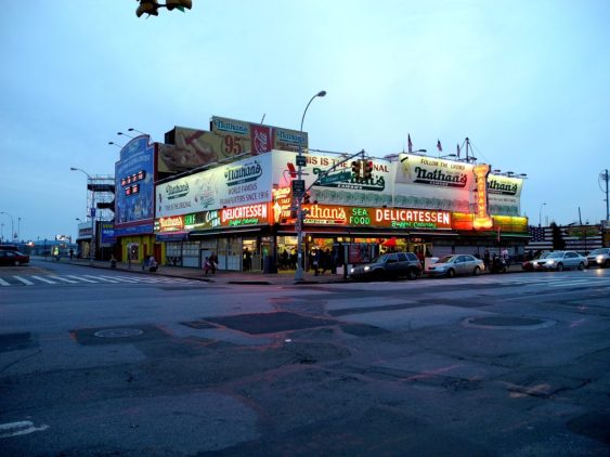 The original Nathan's Famous at Surf and Stillwell Avenues.