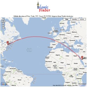 Qibla direction for NYC