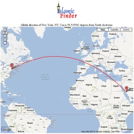 Qibla direction for NYC