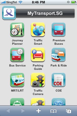 MyTransport.sg Homescreen MyTransport.sg Homescreen