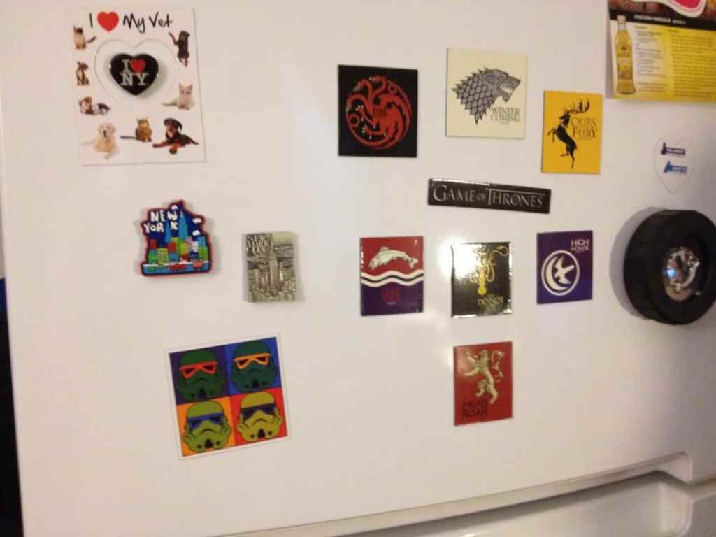 The Stormtrooper magnet on our fridge.